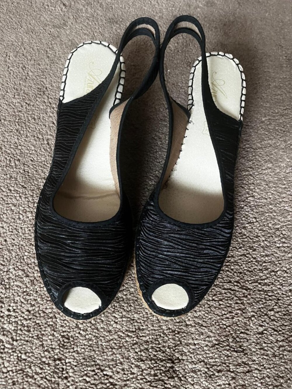 Black Women’s Peep-Toe Slingback Wedge Sandals